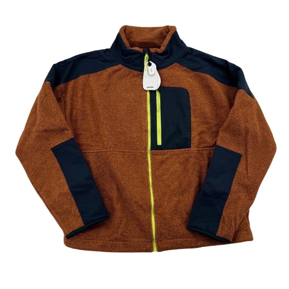 prAna Peak Fleece Jacket Womens L Clay NWT Colorblock Full Zip 2064581